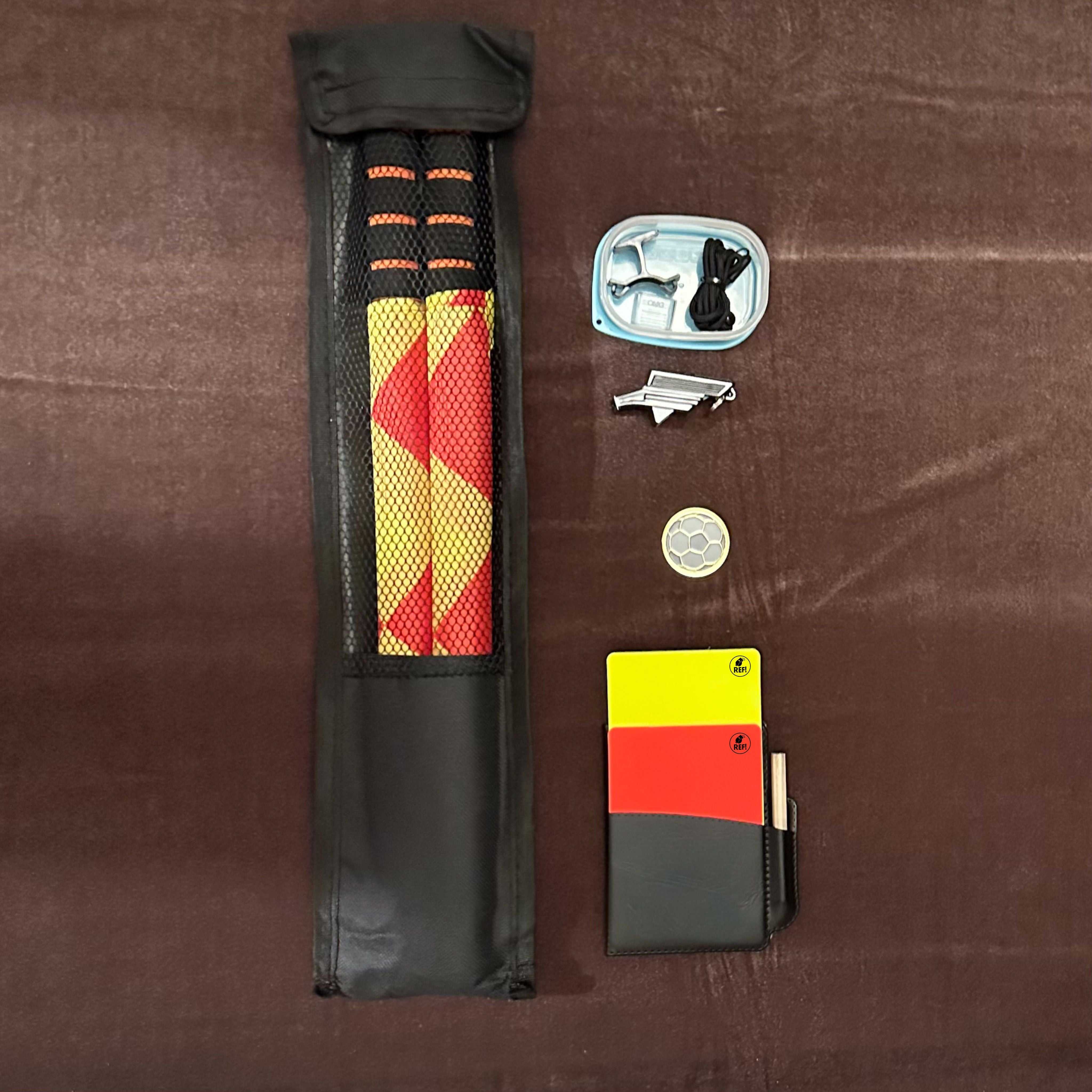 REF! Referee Essential Set with Flags, Whistle & Cards | Referee Tools